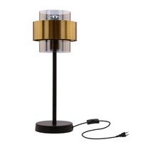 Spiega lampa stołowa czarny+mosiężny 1x60w e27 klosz dymiony Candellux 41-09531