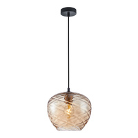 Lampa wisząca klosz bursztynowy o średnicy 23,5cm 1xE27 Bresco Italux PND-3033-1-BRO-AMB