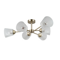 Lampa sufitowa antyczne złoto ze szklanymi kloszami 6xE27 Lamin Italux PND-40697-6-ABR