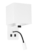 MAGNUM 2 LAMPA KINKIET PROSTOKĄTNY 1X40W E27+3W LED ABAŻUR KWADRAT BIAŁY Candellux 21-75666