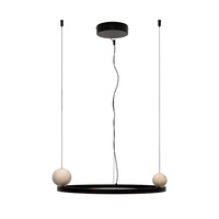 Lampa wisząca czarny okrąg 50cm LED z dekoracyjnymi kulami z kamienia Solaris 3000K Maxlight P0613