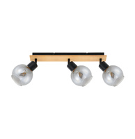 Lampa sufitowa drewno plus szklane klosze Barel 3xE27 Italux SPL-67535-3-BK-WO