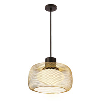 Lampa wisząca okrągła siatkowa złota metalowa obudowa wraz z białym kloszem SOPRA 40cm Candellux Studio 31-50953