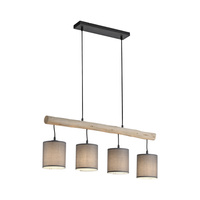 Lampa wisząca drewniana belka z czterema abażurami GREEN TRIBU 4xE27 Just Light 15783-29