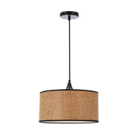ANAKA LAMPA WISZĄCA CZARNY 1X40W E27 ABAŻUR PLECIONKA BEŻOWO-BRĄZOWA Candellux 31-27269