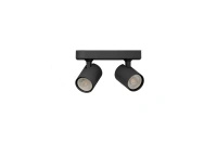 Czarna lampa sufitowa 2-punktowa z cylindrycznymi reflektorami na listwie EXO 2 LINE 20 BK Azzardo AZ7216