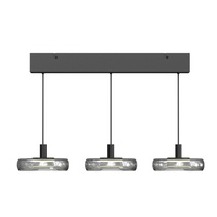 Potrójna czarna lampa wisząca ze szklanymi dymionymi kloszami FLOAT LED 3000K Maytoni MOD498PL-L25BK1