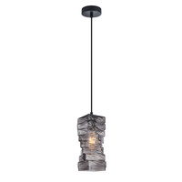 Lampa wisząca ciekawy szklany klosz dymiony 1xE27 Altera Italux PND-3219-1-BK-SG