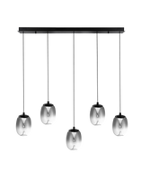 Lampa wisząca PAMELA 11 LINE 5 AZ6269 – czarna listwa LED z dymionymi kloszami