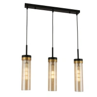 Lampa wisząca czarna potrójna z miodowymi kloszami Malika 3xE27 PL0140-3 Yaskr