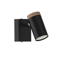 LAGOS LAMPA KINKIET CZARNY 1X15 GU10 KLOSZ CZARNY+DREWNIANY Candellux 91-13705