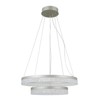 Srebrna lampa wisząca 60cm podwójny ring LED Pantal Italux PND-34533-2L-SILV