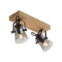 Lampa sufitowa z drewnianą podstawą i szklanymi kloszami GREEN LANGSTRÖM 11448-79
