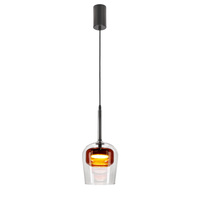 Lampa wisząca pojedyńcza z podwójnym kloszem bezbarwnym i brązowym GLAXI 1xGX53 Candellux Studio 31-50397