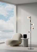 Lampa podłogowa piątka LED Luberon czarny chrom Aviano Lighting 3051-505