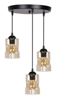 Felis lampa wisząca talerz czarny 3x60w e27 klosz bursztynowy Candellux 33-00217