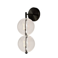 Czarny kinkiet dwie szklane transparentne kule PLAYA 10W LED 3000K Candellux Studio 22-50496