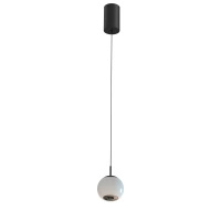 Lampa wisząca białe szkło, czarna podsufitka Iliso LED 3000K PL0148 Yaskr