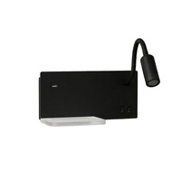 Kinkiet, lampa nocna ścienna z półką i USB Shelf Led 4W+5W+2W prawa Czarny Milagro ML2887