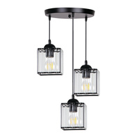 GLASSIA LAMPA WISZĄCA TALERZ CZARNY 3X40 E27 KLOSZ CZARNY+KRYSZTAŁY BEZBARWNE Candellux 33-21137