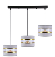 PANDY lampa wisząca czarny 3x40W E27 abażur szary+złoty Candellux 33-37657