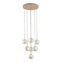 Lampa wisząca w kolorze sabia z koniakowymi kloszami do salonu LAVA SABIA 7xG9 Tk Lighting 11329