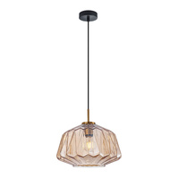 Lampa wisząca ciekawy bursztynowy szklany klosz 1xE27 Antita Italux PND-3644-1-BRO-AMB
