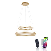 Lampa wisząca dwa matowe mosiężne ringi sterowane pilotem i aplikacją Q-VITO LED Paul Neuhaus 8420-60 