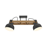 Lampa sufitowa drewniana z dwoma metalowymi kloszami CUP 2.0 2xE27 Just Light 15744-18