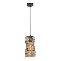 Lampa wisząca jednozwisowa szklany klosz w odcieniu brązu 1xE27 Altera Italux PND-3219-1-BK-CF