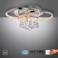 Lampa sufitowa chrom dwa pierścienie z kryształami ROTAZO LED 3000K Paul Neuhaus 6267-17