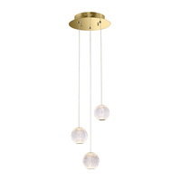 Lampa wisząca złota trzy akrylowe kule 3xLED 3000K Rosario Italux PND-12220121-3A-GD