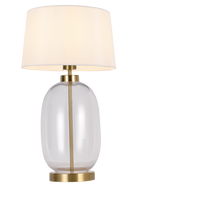 Szklana lampa stołowa z białym abazurem VAZE 1xE27 Zuma Line T4108-WH+CL