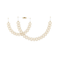 Dekoracyjna lampa wisząca złożona z łańcucha złotych, kulistych obręczy Golden Cage MOD216PL-L55G3K Maytoni