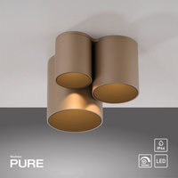 LAMPA SUFITOWA BRĄZOWA trzy metalowe tuby LED 2700K PURE POINT 6750-97