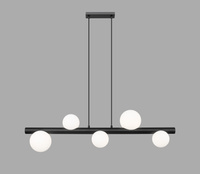 Lampa wisząca pięć szklanych kul na czarnej belce FORES 5xG9 Zuma Line P0574-05N-P7AA