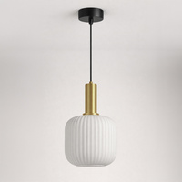 Lampa wisząca z białym kloszem i złotym detalem FABIO Kaja Lighting K-5871