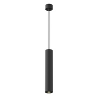 Lampa wisząca 30cm w kolorze czarnym ryflowana metalowa tuba o średnicy 5,6cm Calipso P106PL-01-GU10-B Maytoni