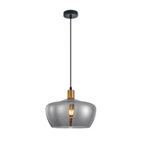 Lampa wisząca szklany dymiony klosz o średnicy ok 30cm 1xE27 Parola Italux PND-3636-1-BRO-SG