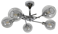 OZZO LAMPA WISZĄCA 5X40W E14 CHROM KLOSZ BEZBARWNY Candellux 35-72252