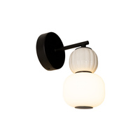 Kinkiet czarny jasnoszara kula z mlecznym kloszem Modern LED 3000K Maxlight W0398
