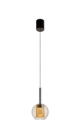 Lampa wisząca pojedyńcza czarna bursztynowe szkło o średnicy 16cm TAGNA LED 3000K Zuma Line 251001-AM