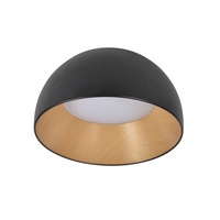 LIGURIA LAMPA SUFITOWA PLAFON CZARNO DREWNIANY 18W LED 35 CM KLOSZ BIAŁY Candellux 13-24152