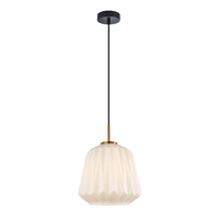 Lampa wisząca biały ciekawy szklany klosz o średnicy 23cm 1xE27 Antita Italux PND-3645-1-BRO-W