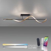 Pofalowana lampa sufitowa antracyt + mosiądż sterowana pilotem i smartfonem Q-SWING Paul Neuhaus 6385-13