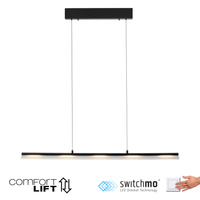 Czarna szklana lampa wisząca liniowa NELE LED 3000K z funkcją SwitchMo  Just Light 12288-18
