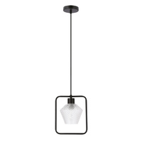 NIKO LAMPA WISZĄCA CZARNY 1X40W E27 KLOSZ BEZBARWNY KARBOWANY Candellux 31-26842