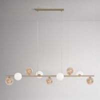 Beżowa lampa wisząca na 9 źródeł światła LEMO Kaja Lighting K-5848