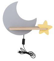 MOON LAMPA KINKIET ŚCIENNY 5W LED IQ KIDS Z PRZEWODEM Z WŁ. I WTYCZKĄ SZARY+ZŁOTY Candellux 21-75727