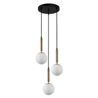 Lampa wisząca trzy szklane kule 3xE27 Ravena Italux PND-2324-3A GD+OPAL